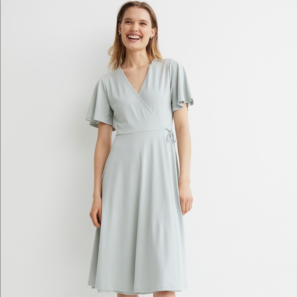 H&M Wrap Dress Dusky Green XL